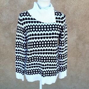 Talbots geometric button side cowl neck chunky slouchy sweater